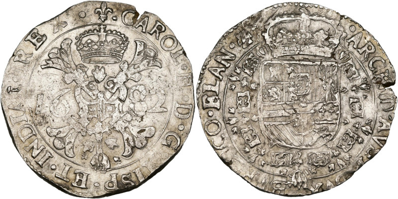 VLAANDEREN, Graafschap, Karel II (1665-1700), AR patagon, 1682, Brugge. Vz/ Gekr...