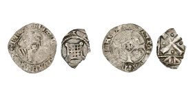 BRABANT, Duché, lot de 2 p.: Godefroid III, denier, 1164-1183 (W. A11, très rare, ébréché); Philippe le Bon, quart de gros, 1454-1456, Malines (G.H., ...