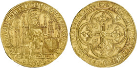 BRABANT, Duché, Jean III (1312-1355), AV chaise d'or à l'écu, à partir de novembre 1338, Anvers. Au titre de Louis de Bavière, empereur (1317-1347). D...