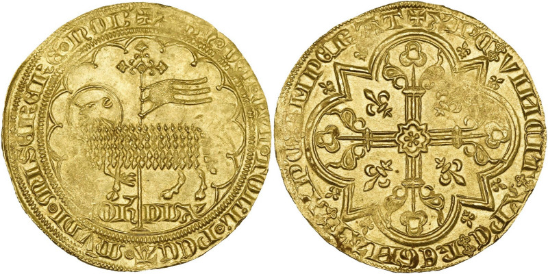 BRABANT, Duché, Jeanne et Wenceslas (1355-1383), AV mouton d'or, 1357-1371, Vilv...