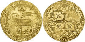 BRABANT, Duché, Jeanne et Wenceslas (1355-1383), AV mouton d'or, 1357-1371, Vilvorde. Au titre de Jeanne. D/ L'agneau de Dieu devant une bannière. En ...