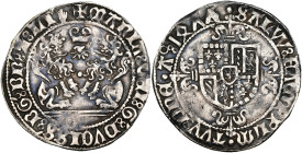 BRABANT, Duché, Marie de Bourgogne (1477-1482), AR double briquet, 1477, Anvers. Main en fin de légende. D/ Deux lions assis et affrontés. Entre leurs...