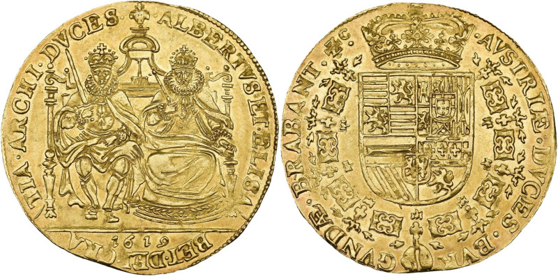 BRABANT, Duché, Albert et Isabelle (1598-1621), AV double souverain, 1619, Bruxe...