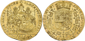 BRABANT, Duché, Albert et Isabelle (1598-1621), AV double souverain, 1619, Bruxelles. Seulement 438 p. frappées du 25 novembre 1618 au 23 octobre 1619...