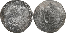 BRABANT, Duché, Philippe IV (1621-1665), AR ducaton, 1636, Bruxelles. Premier type. D/ B. cuirassé à d., une grande fraise au col. R/ Écu couronné, so...
