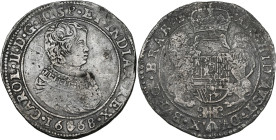 BRABANT, Duché, Charles II (1665-1700), AR ducaton, 1668, Anvers. Premier type. D/ B. enfantin à d. R/ Écu couronné, tenu par deux lions, orné du bijo...