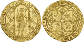 HAINAUT, Comté, Guillaume III de Bavière, dit l'Insensé (1356-1389), AV franc à pied, à partir de 1365, Valenciennes. Imitation du franc à pied de Cha...