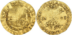 TOURNAI, Seigneurie, Albert et Isabelle (1598-1621), AV double albertin, 1601. D/ Écu couronné, entouré du collier de la Toison d'or. R/ Croix de Bour...