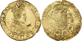 TOURNAI, Seigneurie, Philippe IV (1621-1665), AV double souverain, 1647. Deuxième type. D/ B. couronné à d., au mince collet. R/ Écu couronné, entouré...