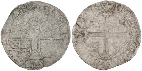 LUXEMBOURG, Duché, Élisabeth de Görlitz, engagiste (1425-1451), AR demi-gros, 2e émission (1433-1443), Luxembourg. D/ Aigle éployée sur les écus de Ba...