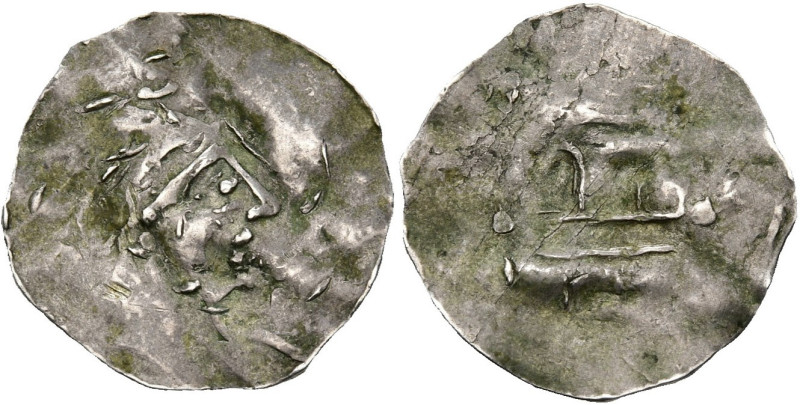 LIÈGE, Principauté, AR denier, vers 1030-1050, Maastricht (?). D/ T. de saint La...