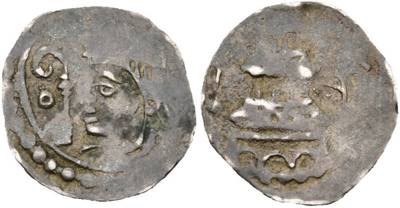 LIÈGE, Principauté, Henri de Leez (1145-1164), AR obole, Liège. D/ T. mitrée à g...