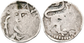 LIÈGE, Principauté, Robert de Thourotte, dit de Langres (1240-1246), AR denier, Liège. D/ B. mitré de f., ten. une crosse. R/ Lion passant à d. Chestr...