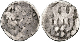 LIÈGE, Principauté, Robert de Thourotte, dit de Langres (1240-1246), AR denier, Dinant. D/ B. mitré de trois quarts à g., ten. une crosse. R/ Donjon c...