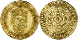 LIÈGE, Principauté, Jean de Bavière, élu (1389-1418), AV couronne d'or (écu d'or), s.d. (vers 1390). Imitation de la couronne d'or de son père Albert ...
