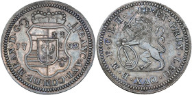 LIÈGE, Principauté, François-Antoine de Méan (1792-1802), escalin apocryphe, 1792, C. Jéhotte (Bruxelles). Épreuve en cuivre. D/ Écu couronné, posé su...
