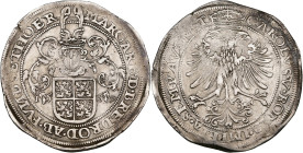 THORN, Abdij, Margaretha van Brederode (1557-1577), AR daalder, 1557. Met titel van Keizer Karel. Vz/ MARGARE D BREDROD AB FVND SE THOER Gehelmd wapen...