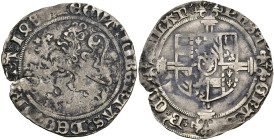 VLAANDEREN, Graafschap, Gent in opstand tegen Maximiliaan (1488-1492), AR stuiver, 1488. Vz/ Klimmende leeuw n. l. Kz/ Wapenschild van Oostenrijk-Bour...