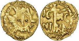 ITALIE, SICILE, Guillaume II (1166-1189), AV tari, Messine. D/ Croix formée de cinq points. Légende coufique sur le tour. R/ Grande croix entre IC-XC/...