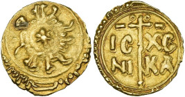 ITALIE, SICILE, Tancrède (1190-1194), AV tari, Messine. Classe A. D/ Légende arabe sur le tour. Au centre, une étoile. R/ Croix entre IC-XC/ NI-KA. Au...