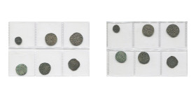 ITALIE, SICILE, Henri VI (1194-1197), lot de 6 p.: 1/4 tercenario, 1194-1195, Palerme; denier à l'aigle, denier avec AP (avec Constance), denier à l'a...