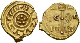 ITALIE, SICILE, Frédéric II de Hohenstaufen (1197-1250), AV tari, 1231-1250, Messine (?). D/ Six globules formant une rosace. Légende coufique sur le ...