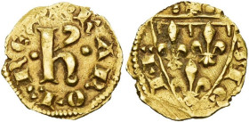 ITALIE, SICILE, Charles Ier d'Anjou (1266-1282), AV tari, Brindisi, Messine ou Barletta. D/ +·KAROL'·REX· Grande lettre K entre deux globules. R/ ·+·-...