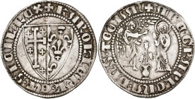 ITALIE, NAPLES, Charles Ier d'Anjou (1266-1285), AR salut d'argent (carlino). D/ Écu parti de Jérusalem et de France. R/ L'Annonciation à la Vierge. E...