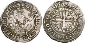 ITALIE, NAPLES, Robert d'Anjou (1309-1343), AR gigliato, à partir de 1321. D/ Le roi trônant de f. sur deux lions, ten. un sceptre fleurdelisé et un g...