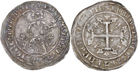 FRANCE, PROVENCE, Comté, Robert d'Anjou (1309-1343), AR gillat, Avignon. D/ Le comte trônant de f. sur deux lions, ten. un sceptre fleurdelisé et un g...