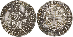 FRANCE, PROVENCE, Comté, Robert d'Anjou (1309-1343), AR gillat, Avignon. D/ Le comte trônant de f. sur deux lions, ten. un sceptre fleurdelisé et un g...