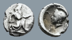 PERSIA. Achaemenid Empire. Uncertain mint in Cilicia. (4th century BC)
AR Tetartemorion (5,6mm 0,17g)
Obv: Persian king or hero in kneeling-running ...