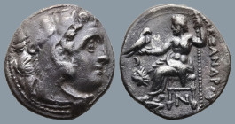 KINGS of MACEDON. Alexander III ‘the Great’ (336-323 BC). Kolophon. struck circa 310-301 BC
AR Drachm (16,6mm 4,3g)
Obv: Head of Herakles to right, we...