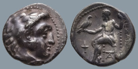 KINGS of MACEDON. Alexander III ‘the Great’ (336-323 BC). Sardes. struck circa 323-319 BC
AR Drachm (17,1mm 3,8g)
Obv: Head of Herakles to right, wear...