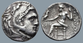 KINGS of MACEDON. Alexander III ‘the Great’ (336-323 BC). Miletos. struck circa 295-275 BC
AR Drachm (19,2mm 3,9g9
Obv: Head of Herakles to right, w...