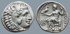 KINGS of MACEDON. Alexander III ‘the Great’ (336-323 BC). Miletos. struck circa 295-275 BC
AR Drachm (18,8mm 3,9g)
Obv: Head of Herakles to right, w...