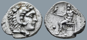 KINGS of MACEDON. Philip III Arrhidaios (323-317 BC). In the name and types of Alexander III. Side mint
AR Drachm (18,4mm 4g)
Obv: Head of Herakles ...