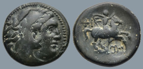 KINGS of MACEDON. Philip III Arrhidaios (323-317 BC). Pella
AE Bronze (19,2mm 6g)
Obv: Head of Herakles right, wearing lion skin
Rev: ΦΙ / BA. Hors...