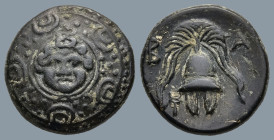 KINGS of MACEDON. Philip III Arrhidaios (Circa 323-317 BC). Salamis
AE Bronze (16,5mm 4,5g)
Obv: Macedonian shield, with facing gorgoneion on boss....