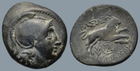 KINGS of THRACE. Lysimachos (305-281 BC). Lysimacheia
AE Bronze (19,8mm 4,3g)
Obv: Helmeted head of Athena right.
Rev: ΒΑΣΙΛΕΩΣ ΛΥΣΙΜΑΧΟΥ. Lion lea...