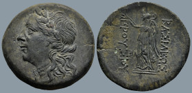 KINGS OF BITHYNIA. Prusias I Chloros (238-183 BC). Nicomedia
AE Bronze (29.6mm 10.6g)
Obv: Laureate head of Apollo to left
Rev: ΒΑΣΙΛΕΩΣ ΠΡΟΥΣΙΟΥ Athe...