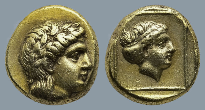 LESBOS. Mytilene. (Circa 377-326 BC)
EL Hekte – Sixth Stater (10,7mm 2,5g)
Obv...