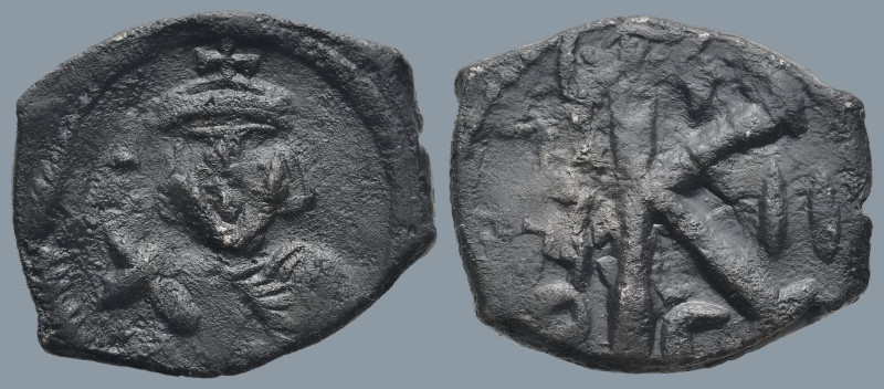 Justinian II, First reign (685-695 AD). Constantinople mint
AE Half Follis (19,2...