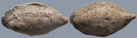 Ancient PB Sling Bullet. (Circa 4th-1st century BC)
(36,1g 35,4mm diameter)
Obv: AΓOPOY
Rev: -