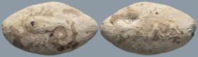 Ancient PB Sling Bullet. Circa 4th-1st century BC
(28,8g 33,1mm diameter)
Obv: Scorpion
Rev: ΚΑΛΑ