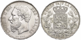 Belgium 5 Francs 1867