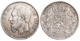 Belgium 5 Francs 1868