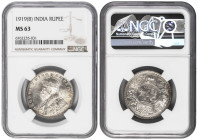 British India 1 Rupee 1919 B. NGC MS 63