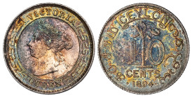 Ceylon 10 Cents 1894 UNC