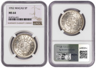 Macau 5 Patacas 1952. NGC MS 64